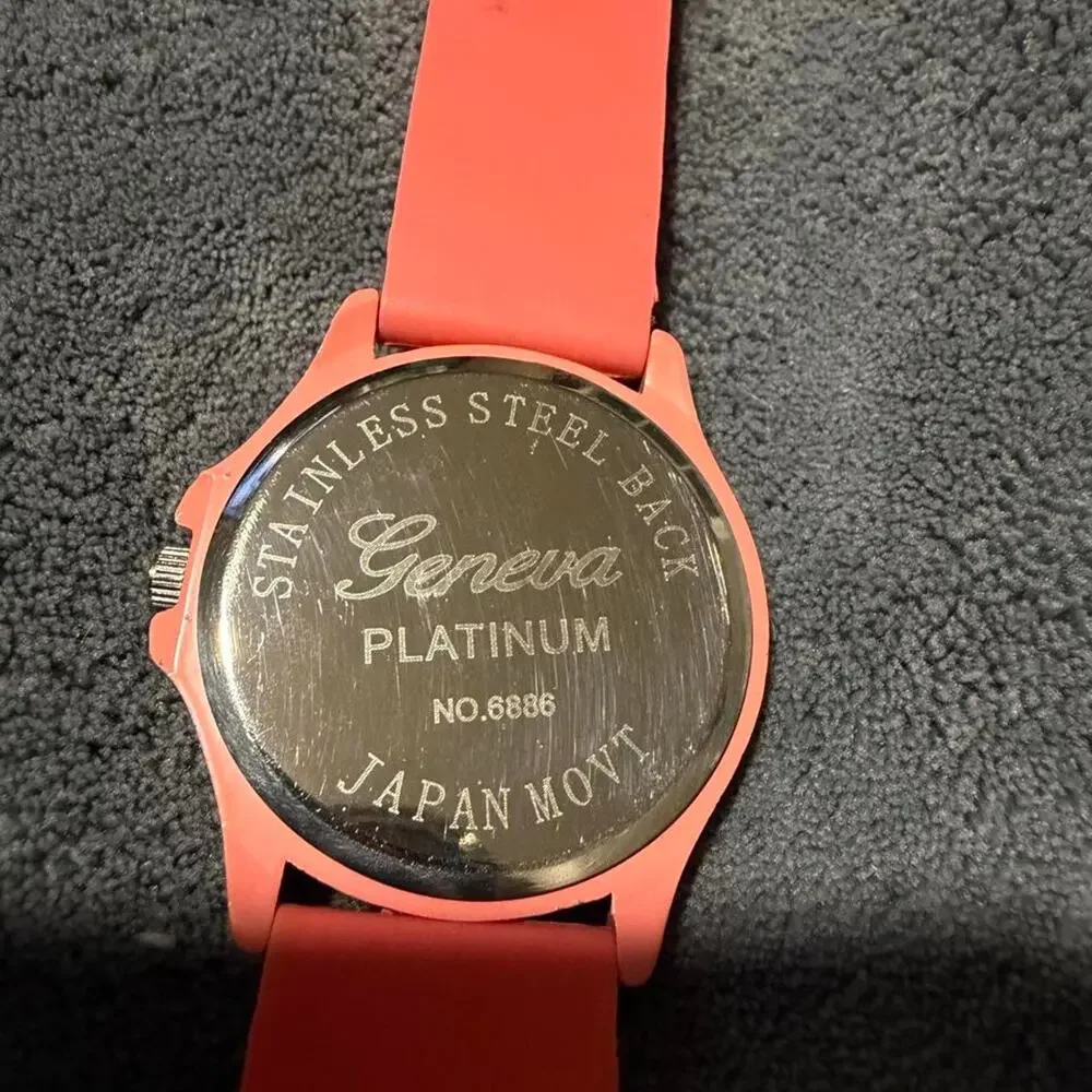 Pink geneva watch with rhinestone